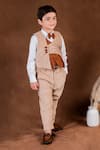 Buy_Toplove_Brown Waistcoat And Pant Corduroy Hand Embroidered Desert Dapper Panel Set_at_Aza_Fashions