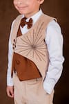 Toplove_Brown Waistcoat And Pant Corduroy Hand Embroidered Desert Dapper Panel Set_Online_at_Aza_Fashions