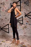 Echke_Black 100% Lamme Plain Halter Neck Handkerchief Top_Online_at_Aza_Fashions