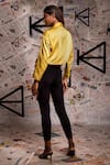 Shop_Echke_Yellow 100% Diva Satin Plain Lapel Collar Draped Top _at_Aza_Fashions