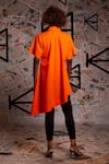 Shop_Echke_Orange 100% Cotton Plain Flat Collar Overlap Panel Long Top _at_Aza_Fashions