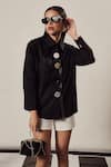 Buy_Tasuvure_Black Mix Cotton Embellishments Stones Collar Beatrix Bejewelled Button Shirt _at_Aza_Fashions