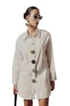 Tasuvure_White Mix Cotton Embellishments Stones Beatrix Bejewelled Button Shirt Dress _Online_at_Aza_Fashions