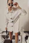 Buy_Tasuvure_White Mix Cotton Embellishments Stones Beatrix Bejewelled Button Shirt Dress _Online_at_Aza_Fashions