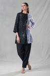 Buy_Bhusattva_Black Silk Metallic Thread Round Neck Geometric Embellished Kurta And Pant Set _at_Aza_Fashions