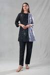 Buy_Bhusattva_Black Silk Metallic Thread Round Neck Geometric Embellished Kurta And Pant Set _Online_at_Aza_Fashions