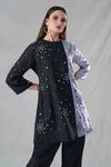 Shop_Bhusattva_Black Silk Metallic Thread Round Neck Geometric Embellished Kurta And Pant Set _Online_at_Aza_Fashions