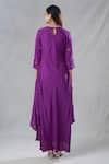 Shop_Bhusattva_Purple Organic Banana Fiber Embroidery Sequin Round Floral Hand Kurta _at_Aza_Fashions