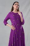 Shop_Bhusattva_Purple Organic Banana Fiber Embroidery Sequin Round Floral Hand Kurta _Online_at_Aza_Fashions