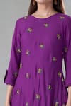 Bhusattva_Purple Organic Banana Fiber Embroidery Sequin Round Floral Hand Kurta _at_Aza_Fashions