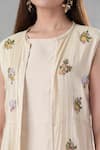 Shop_Bhusattva_Beige Organic Silk Embroidery Thread Round Floral Shrug With Dress _Online_at_Aza_Fashions