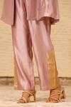 Buy_Eeda_Purple Jacket Silk Tissue Jacket Lapel Front Open Umbrella Cut Pant Set _Online_at_Aza_Fashions