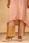 Buy_Eeda_Pink Kurta Silk Tissue V Neck Patchwork Straight And Pant Set 