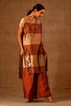 Buy_Eeda_Multi Color Kurta Metallic Silk Crew Stripe Pattern And Pant Set 