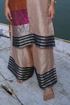 Buy_Eeda_Multi Color Kurta Tissue And Metallic High Slit Blocked & Pant Set 