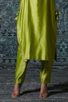 Eeda_Green Chiniya Silk Embroidered Thread Round Noor Patch Kurta And Pant Set _Online_at_Aza_Fashions