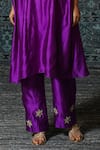 Eeda_Purple Chiniya Silk Embroidered Thread Round Noor Back Patch Kurta And Pant Set _Online_at_Aza_Fashions