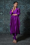 Buy_Eeda_Purple Chiniya Silk Embroidered Zardosi Noor Placement Kurta And Pant Set _at_Aza_Fashions