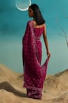 Shop_Paaprika_Magenta Pure Georgette Embroidered Sequin Notched Bead Floral Saree With Blouse _at_Aza_Fashions