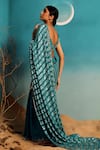 Shop_Paaprika_Blue Pure Georgette Embroidered Sequin Sweetheart Stripe Saree With Blouse _at_Aza_Fashions