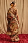 Shop_Paaprika_Black Silk Print Kalamkari Saree With Running Blouse Piece _at_Aza_Fashions