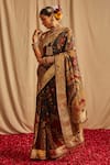 Buy_Paaprika_Black Silk Print Kalamkari Saree With Running Blouse Piece _Online_at_Aza_Fashions