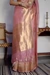 Buy_Paaprika_Pink Kora Silk Woven Floral Butti Saree With Running Blouse Piece _Online_at_Aza_Fashions