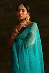 Buy_Paaprika_Blue Organza Bandhani Pattern Saree With Running Blouse Piece _Online_at_Aza_Fashions