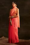 Paaprika_Coral Organza Bandhani Scatter Saree With Running Blouse Piece _Online_at_Aza_Fashions