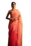 Buy_Paaprika_Coral Organza Bandhani Scatter Saree With Running Blouse Piece 