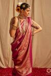 Buy_Paaprika_Magenta Mulberry Silk Woven Floral Banarasi Saree With Running Blouse Piece _Online_at_Aza_Fashions