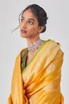 Buy_Paaprika_Yellow Mulberry Silk Woven Checkered Banarasi Saree With Running Blouse Piece_Online_at_Aza_Fashions