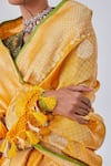 Paaprika_Yellow Mulberry Silk Woven Checkered Banarasi Saree With Running Blouse Piece_at_Aza_Fashions