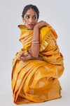 Buy_Paaprika_Yellow Mulberry Silk Woven Checkered Banarasi Saree With Running Blouse Piece