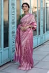 Buy_Paaprika_Pink Handwoven Tissue Silk Floral Saree With Running Blouse Piece _at_Aza_Fashions