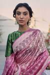 Shop_Paaprika_Pink Handwoven Tissue Silk Floral Saree With Running Blouse Piece _at_Aza_Fashions