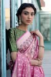 Paaprika_Pink Handwoven Tissue Silk Floral Saree With Running Blouse Piece _at_Aza_Fashions