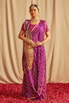 Buy_Paaprika_Purple Silk Bandhani Pattern Saree With Running Blouse Piece _at_Aza_Fashions