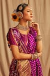 Paaprika_Purple Silk Bandhani Pattern Saree With Running Blouse Piece _Online_at_Aza_Fashions