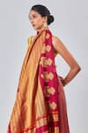 Shop_Paaprika_Red Kanjivaram Silk Woven Paaimadi Checkered Saree With Running Blouse Piece _Online_at_Aza_Fashions