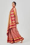 Paaprika_Red Kanjivaram Silk Woven Paaimadi Checkered Saree With Running Blouse Piece _at_Aza_Fashions