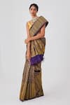 Buy_Paaprika_Blue Kanjivaram Silk Woven Peacock Saree With Running Blouse Piece _at_Aza_Fashions