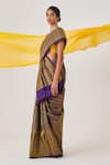 Shop_Paaprika_Blue Kanjivaram Silk Woven Peacock Saree With Running Blouse Piece _at_Aza_Fashions