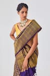 Shop_Paaprika_Blue Kanjivaram Silk Woven Peacock Saree With Running Blouse Piece _Online_at_Aza_Fashions