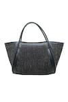 Shop_TROV_Black Anjie Metallic Raffia Tote Handbag _at_Aza_Fashions