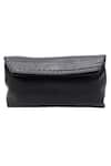 Shop_TROV_Black Nyra Studded Foldover Clutch _at_Aza_Fashions