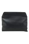 Buy_TROV_Black Nyra Studded Foldover Clutch _Online_at_Aza_Fashions