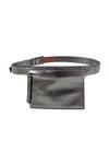 Shop_TROV_Grey Zuri Metallic Sheen Pocket Belt _at_Aza_Fashions