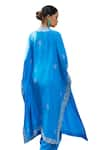 Shop_Harshita Singhvi_Blue Crepe Embroidery Cutdana Cape Open Floral Border Draped Skirt Set 