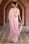 Aariyana Couture_Pink Saree And Blouse Silk Organza Embroidered V Neck Scallop Border With _Online_at_Aza_Fashions